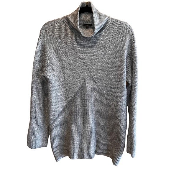 Talbots Mock Cowl Neck Knit Sweater Healther Grey Size S - Picture 1 of 11